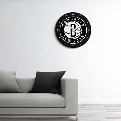 Brooklyn Nets Round Wall Clock Room View