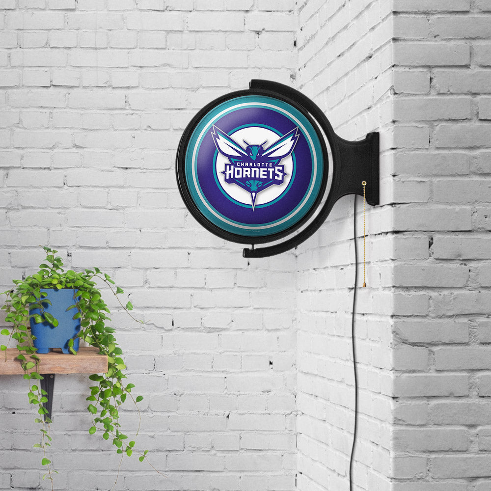 Charlotte Hornets Round Rotating Wall Sign Room View
