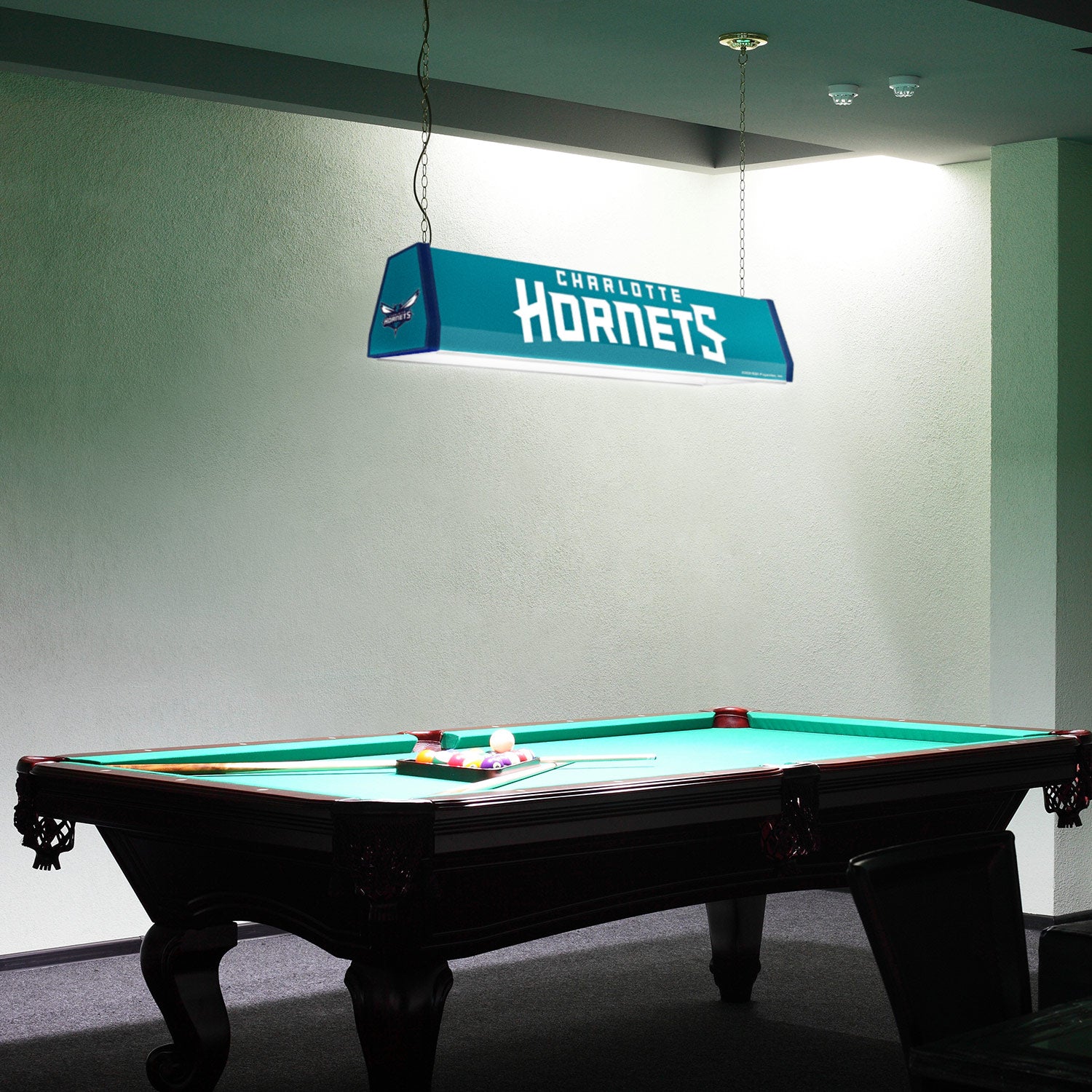 Charlotte Hornets Standard Pool Table Light Room View