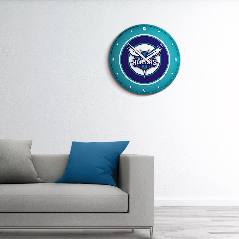 Charlotte Hornets Round Wall Clock Room View