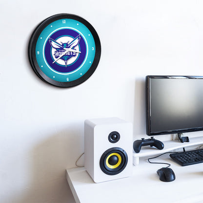 Charlotte Hornets Ribbed Wall Clock Room View