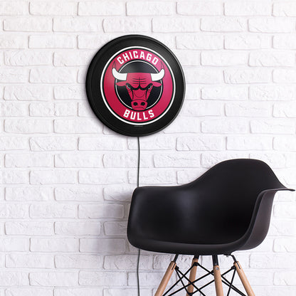 Chicago Bulls Slimline Round Lighted Wall Sign Room View