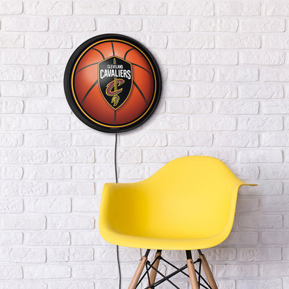 Cleveland Cavaliers Basketball Slimline Round Lighted Wall Sign Room View