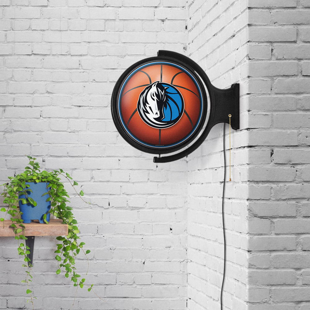 Dallas Mavericks Round Basketball Rotating Wall Sign Room View