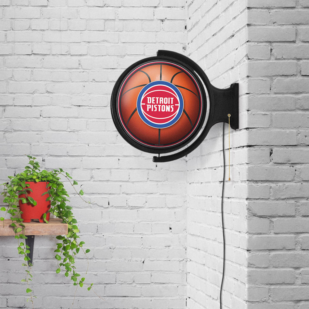 Detroit Pistons Round Basketball Rotating Wall Sign Room View