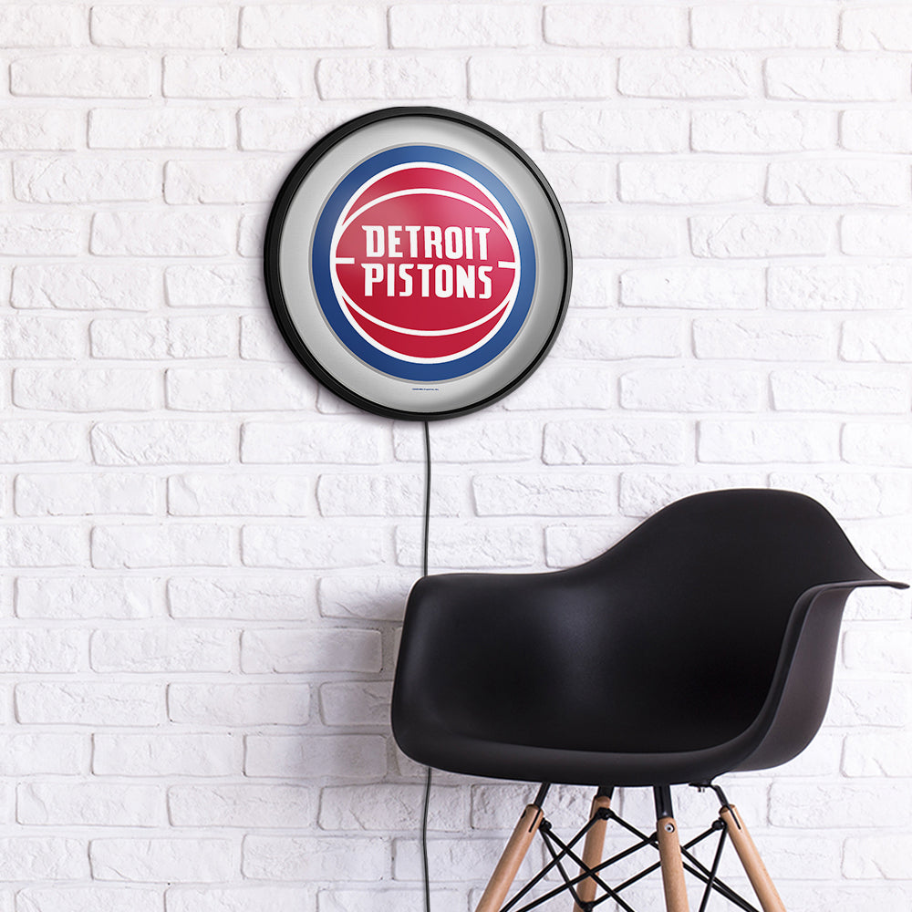 Detroit Pistons Slimline Round Lighted Wall Sign Room View