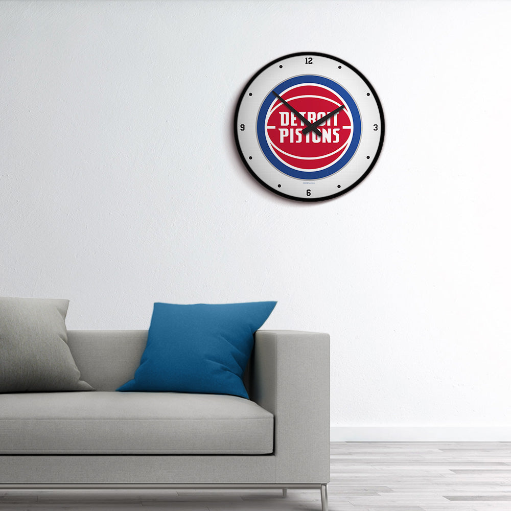 Detroit Pistons Round Wall Clock Room View