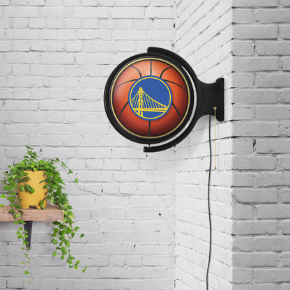 Golden State Warriors Round Basketball Rotating Wall Sign Room View