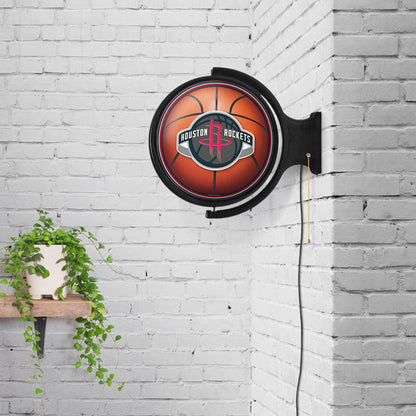Houston Rockets Round Basketball Rotating Wall Sign Room View