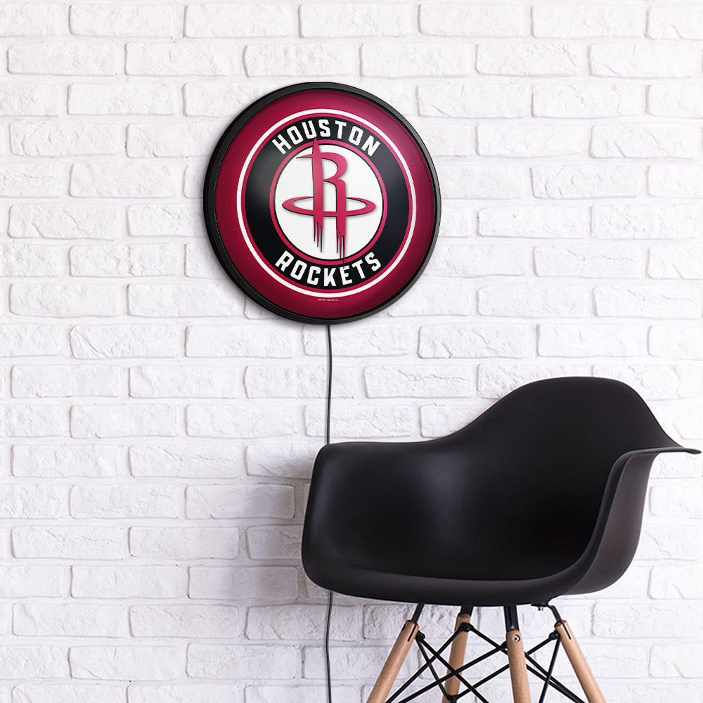 Houston Rockets Slimline Round Lighted Wall Sign Room View