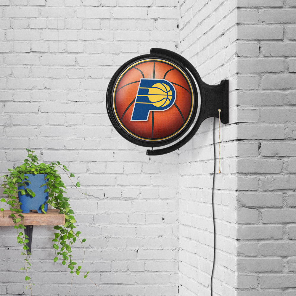 Indiana Pacers Round Basketball Rotating Wall Sign Room View