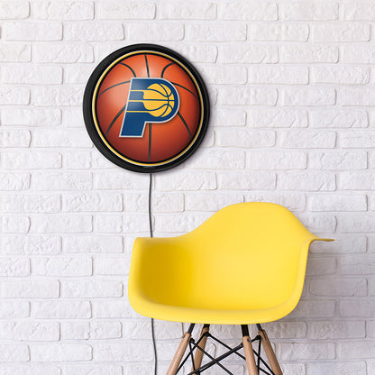 Indiana Pacers Basketball Slimline Round Lighted Wall Sign Room View