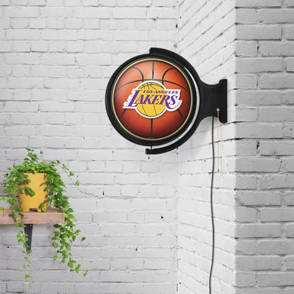 Los Angeles Lakers Round Basketball Rotating Wall Sign Room View