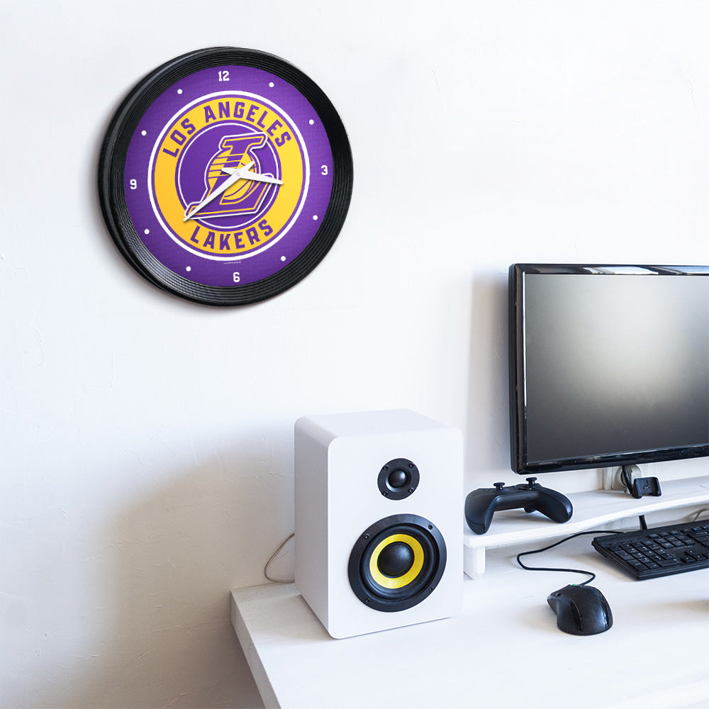 Los Angeles Lakers Ribbed Wall Clock Room View