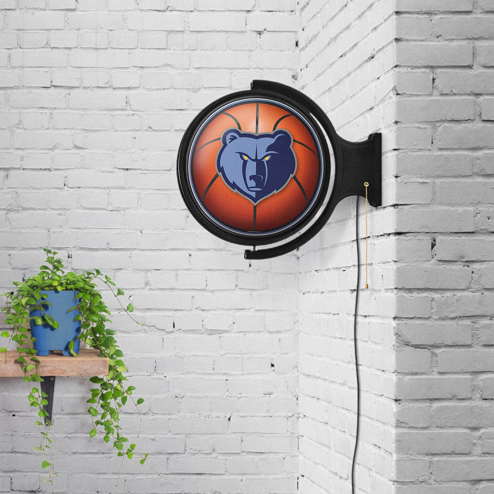 Memphis Grizzlies Round Basketball Rotating Wall Sign Room View