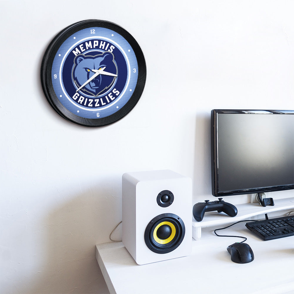 Memphis Grizzlies Ribbed Wall Clock Room View