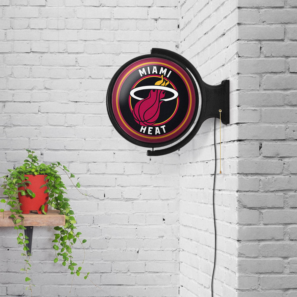 Miami Heat Round Rotating Wall Sign Room View
