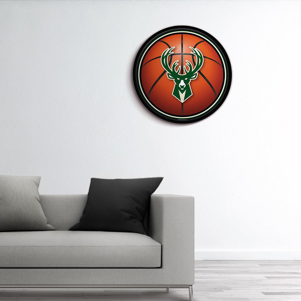 Milwaukee Bucks Basketball Modern Disc Wall Sign Room View