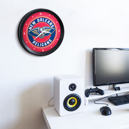 New Orleans Pelicans Ribbed Wall Clock Room View