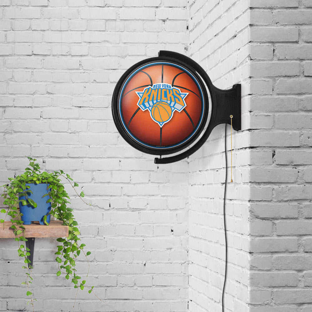 New York Knicks Round Basketball Rotating Wall Sign Room View