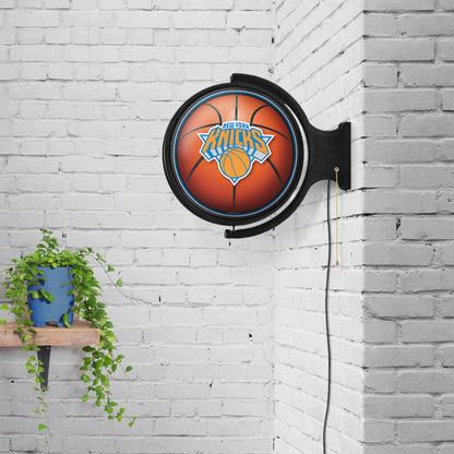 New York Knicks Round Basketball Rotating Wall Sign Room View