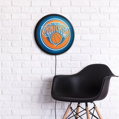 New York Knicks Slimline Round Lighted Wall Sign Room View