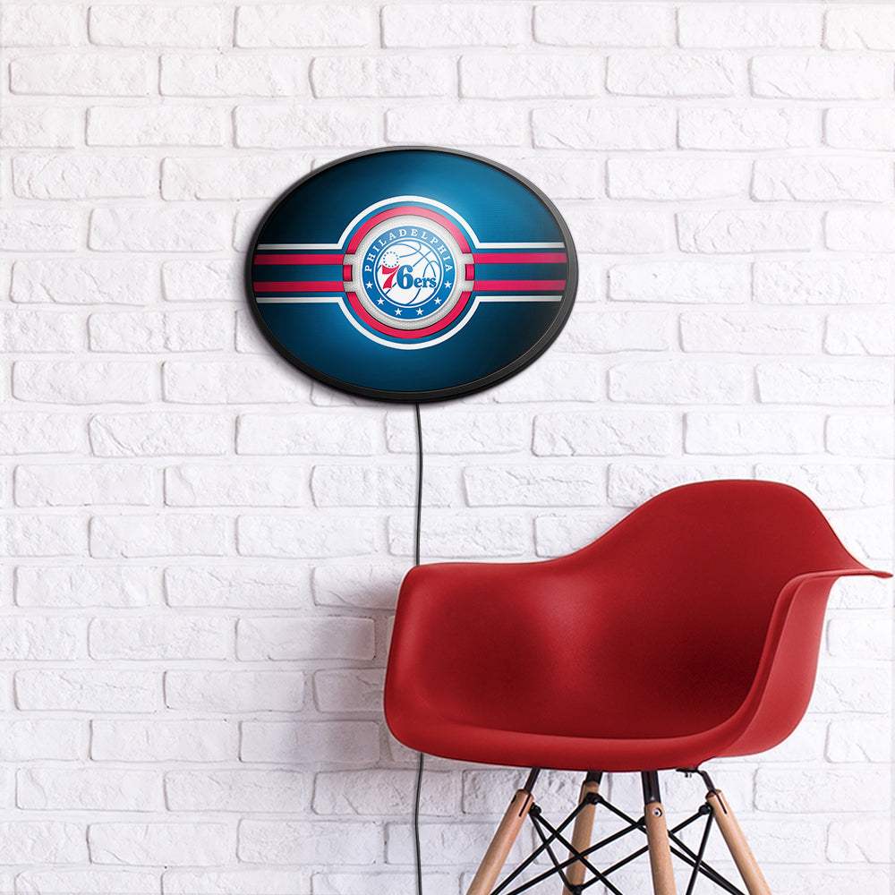 Philadelphia 76ers Slimline Oval Lighted Wall Sign Room View