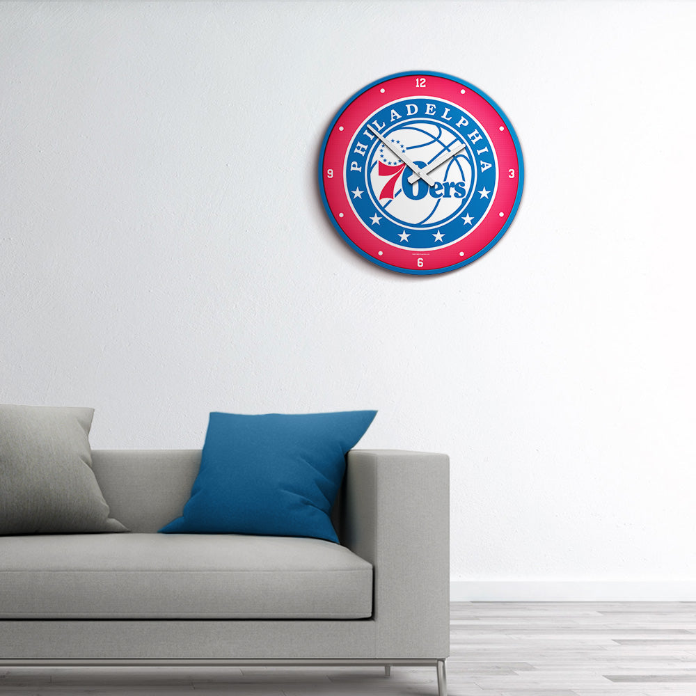 Philadelphia 76ers Round Wall Clock Room View
