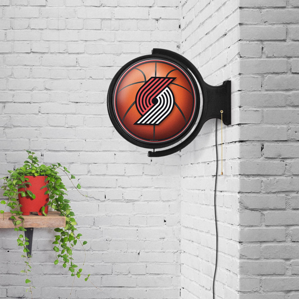 Portland Trail Blazers Round Basketball Rotating Wall Sign Room View