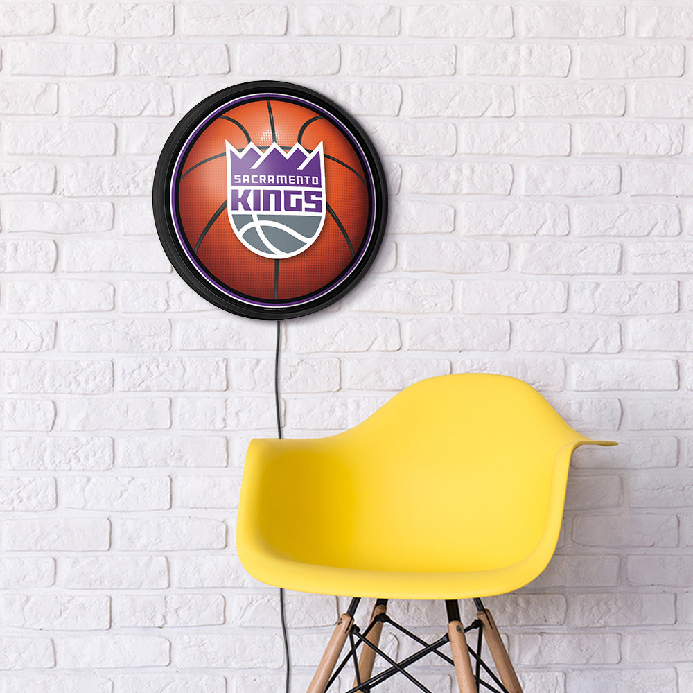 Sacramento Kings Basketball Slimline Round Lighted Wall Sign Room View