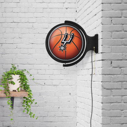 San Antonio Spurs Round Basketball Rotating Wall Sign Room View