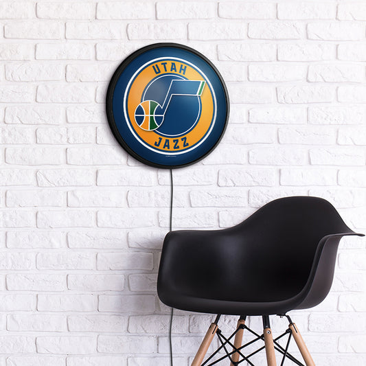 Utah Jazz Slimline Round Lighted Wall Sign Room View
