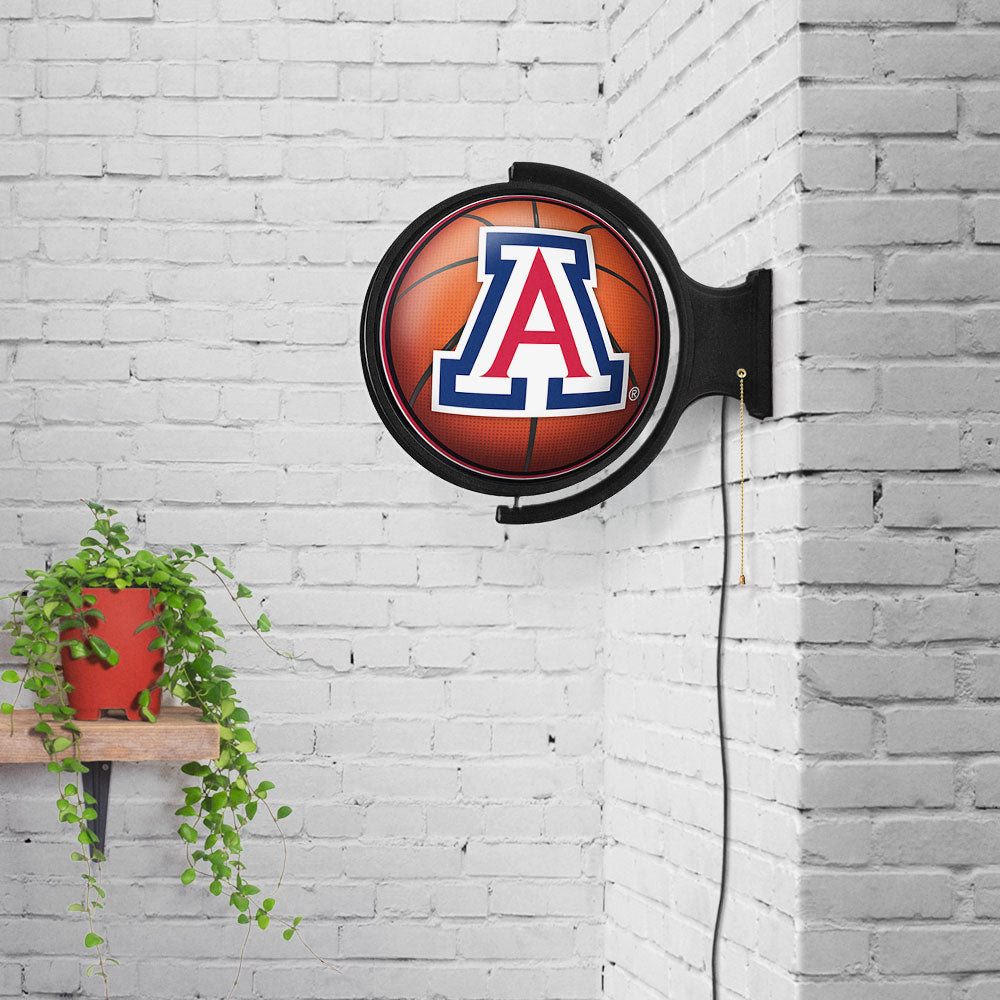 Arizona Wildcats Round Basketball Rotating Wall Sign Room View