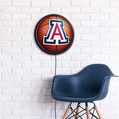 Arizona Wildcats Basketball Slimline Round Lighted Wall Sign Room View