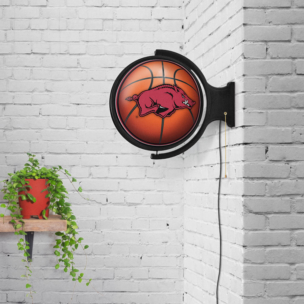 Arkansas Razorbacks Round Basketball Rotating Wall Sign Room View