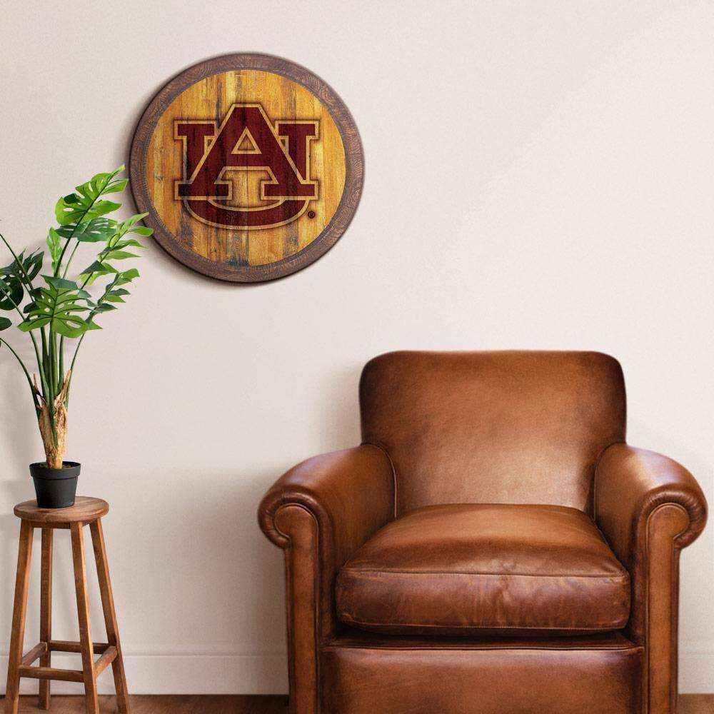 Auburn Tigers Branded Barrel Top Sign Room View