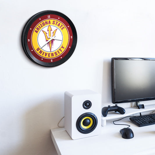Arizona State Sun Devils Ribbed Wall Clock Room View
