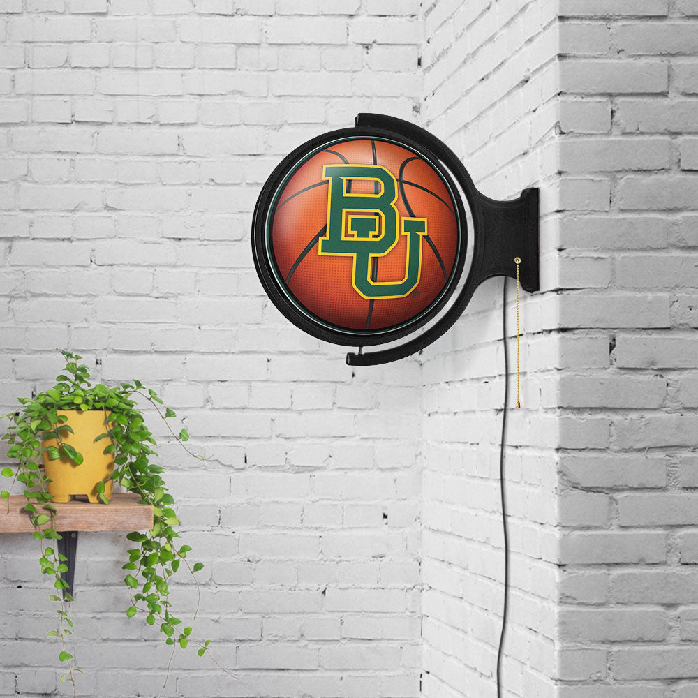 Baylor Bears Round Basketball Rotating Wall Sign Room View