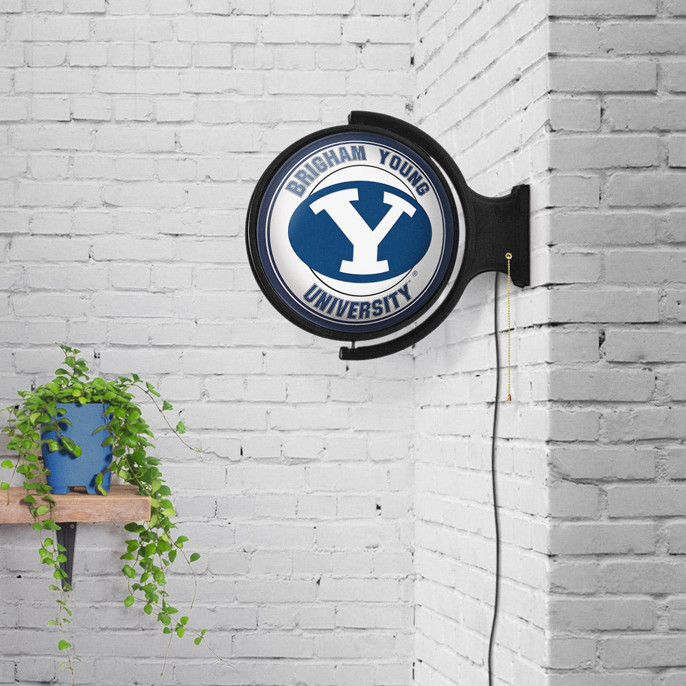BYU Cougars Round Rotating Wall Sign Room View
