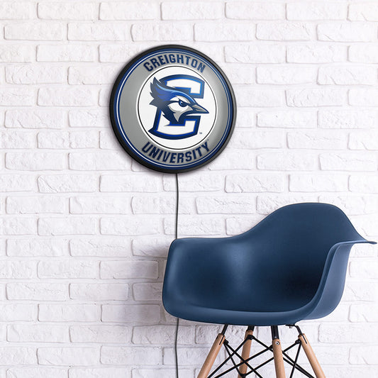 Creighton Blue Jays Slimline Round Lighted Wall Sign Room View