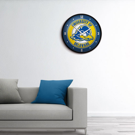 Delaware Blue Hens Round Wall Clock Room View