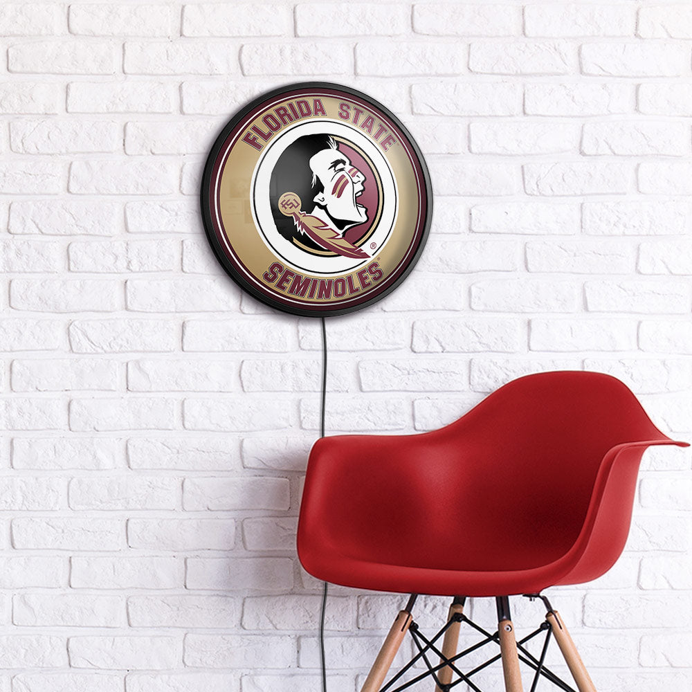 Florida State Seminoles Slimline Round Lighted Wall Sign Room View