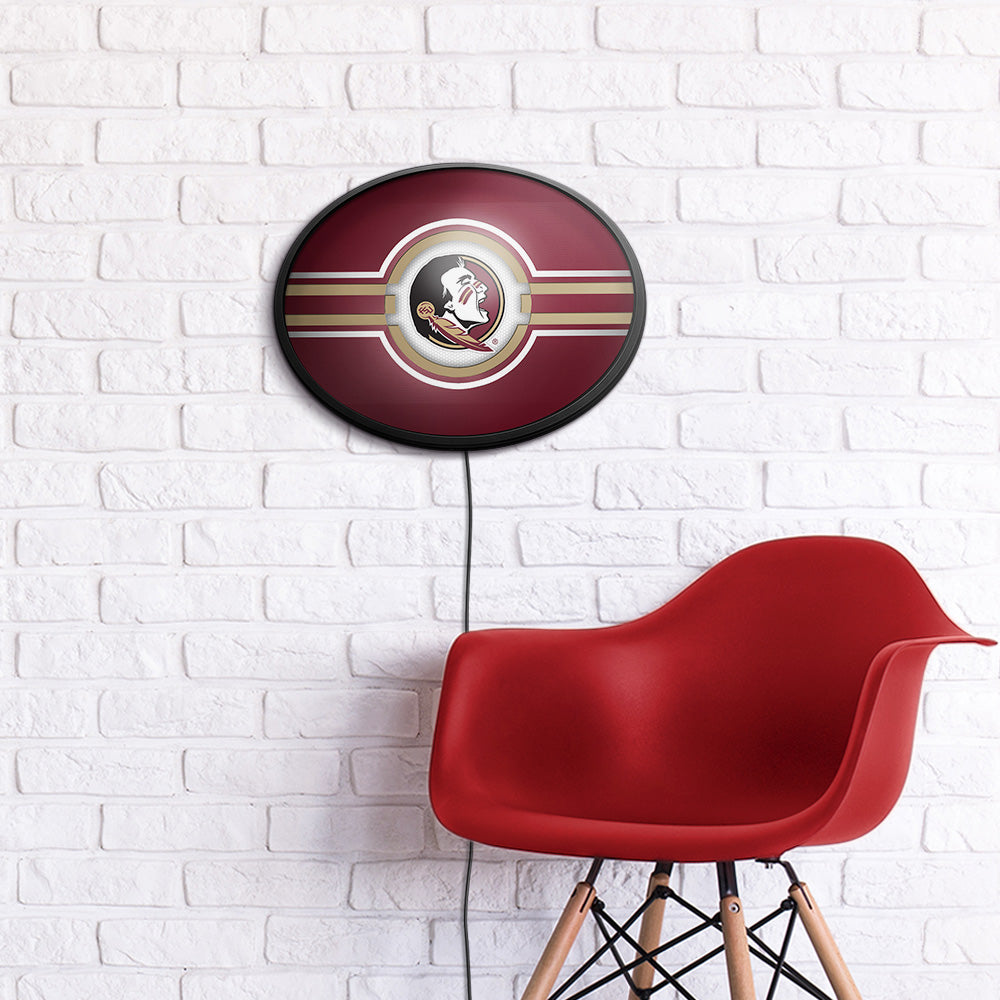 Florida State Seminoles Slimline Oval Lighted Wall Sign Room View