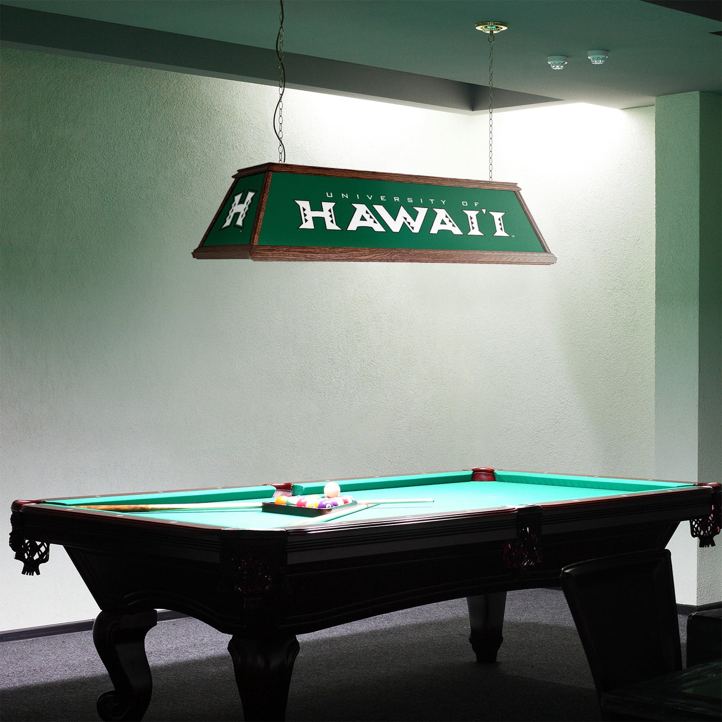 Hawaii Warriors Premium Pool Table Light Room View