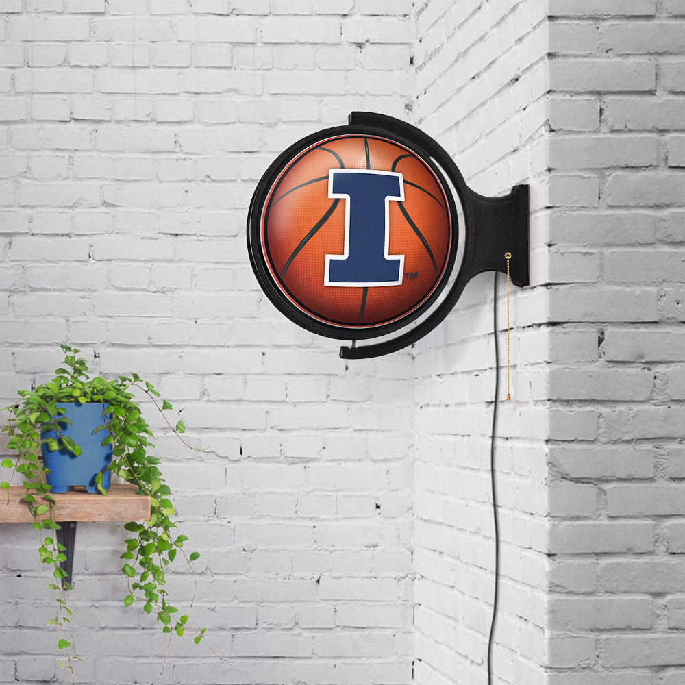 Illinois Fighting Illini Round Basketball Rotating Wall Sign Room View