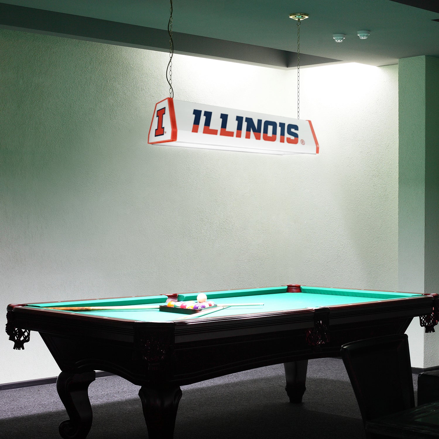 Illinois Fighting Illini Standard Pool Table Light Room View