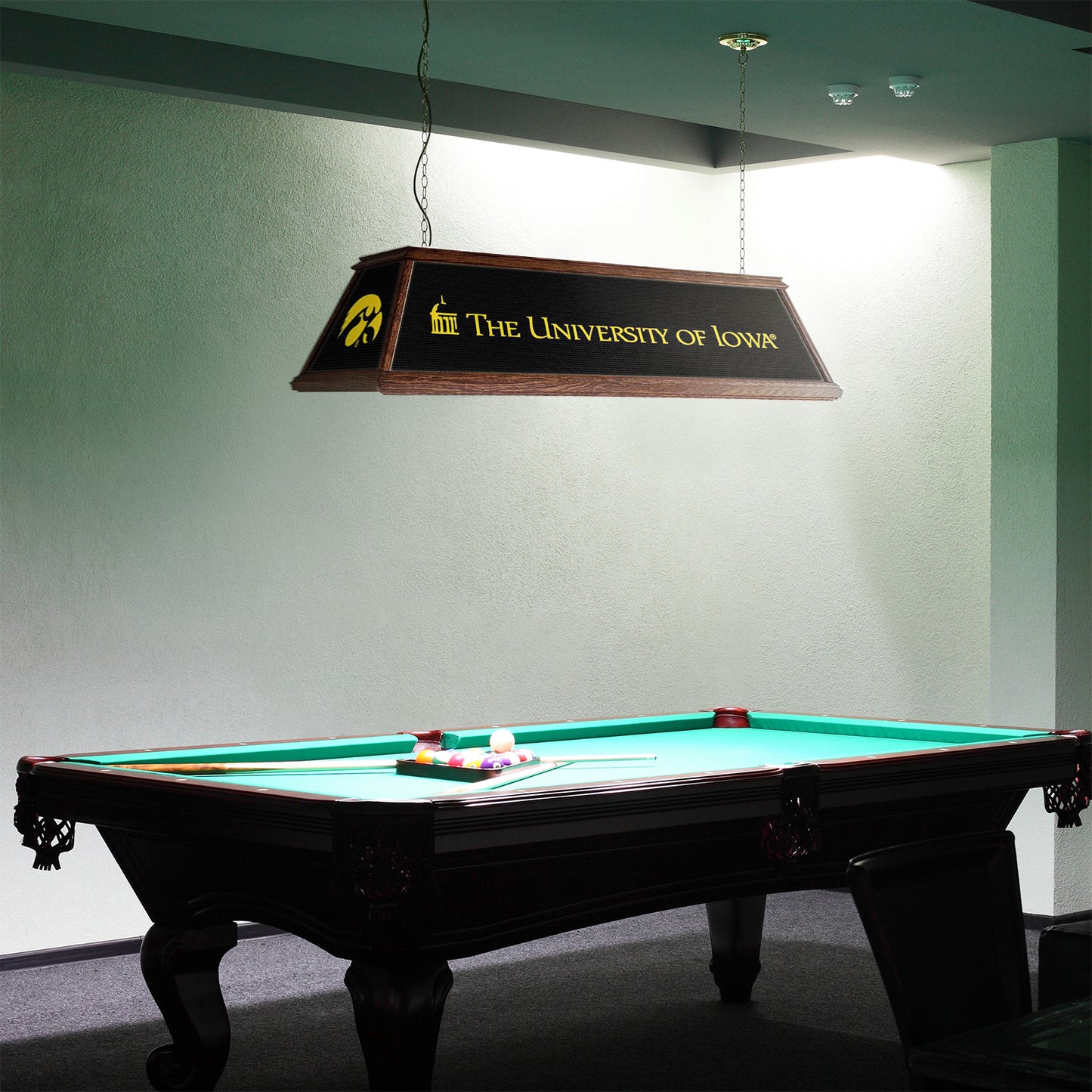 Iowa Hawkeyes Premium Pool Table Light Room View