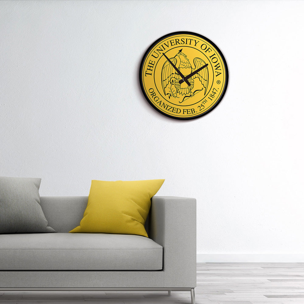 Iowa Hawkeyes Round Wall Clock Room View