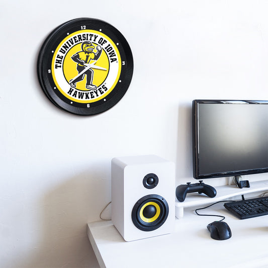 Iowa Hawkeyes Ribbed Wall Clock Room View