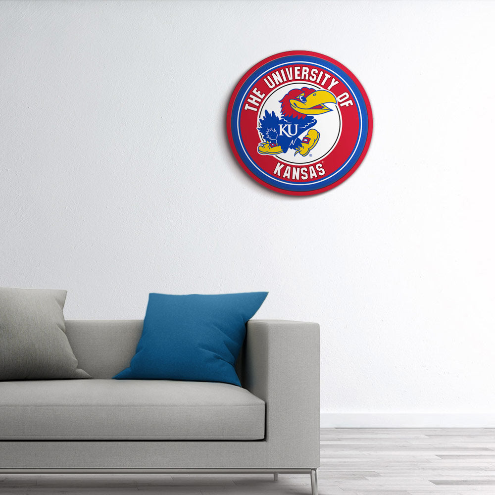 Kansas Jayhawks Modern Disc Wall Sign Room View